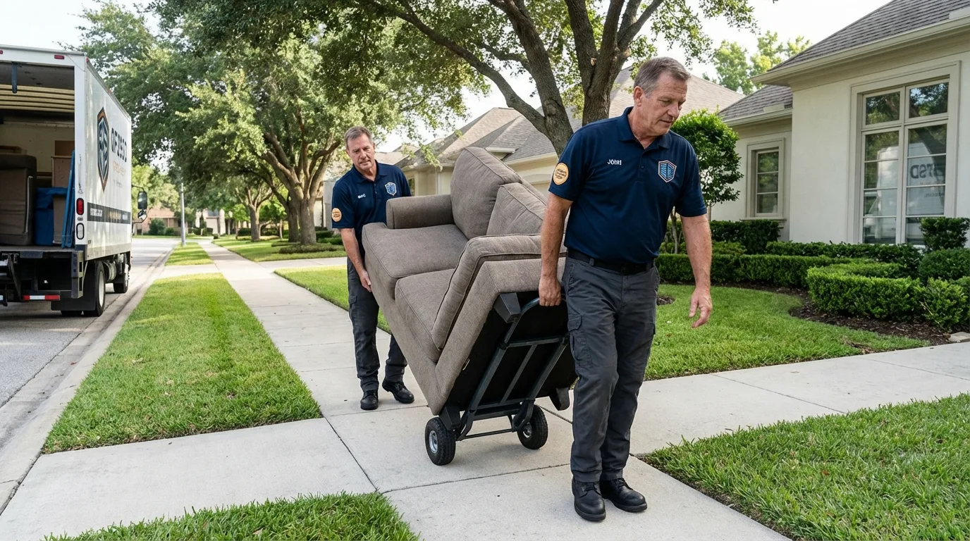 Local residential moving crew loading furniture in Avon, MA